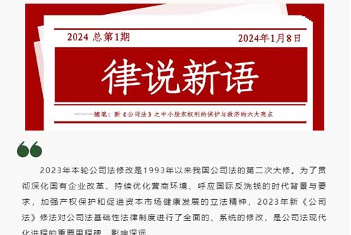 律说新语丨新公司法之中小股东权利的保护与救济的六大亮点